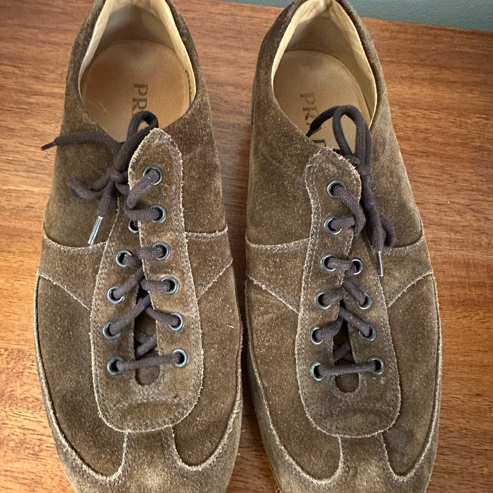 PRADA Brown Suede Men's Shoes
